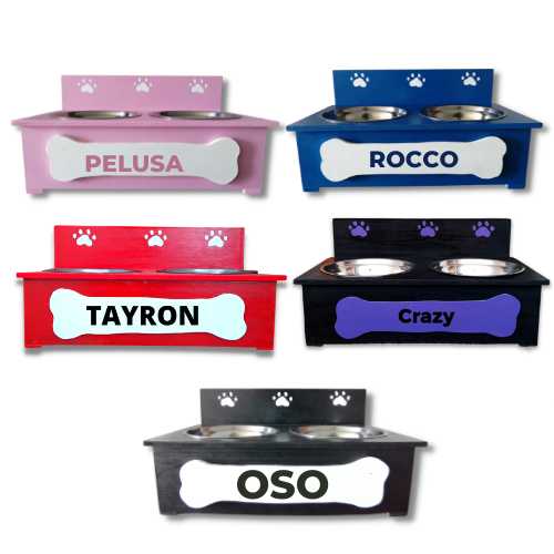 Comedor para mascota con nombre personalizable