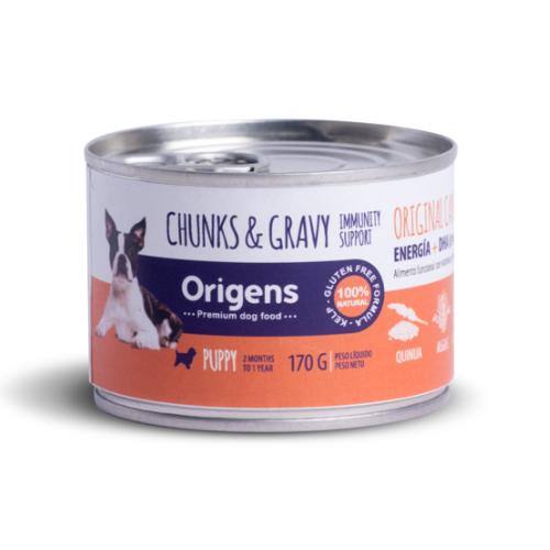 Trocitos de pollo y pavo con vegetales en salsa 170 gr - Cachorros